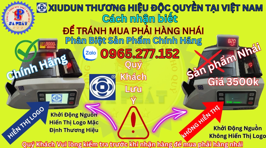 Máy đếm tiền xiudun chính hãng cách nhận biết